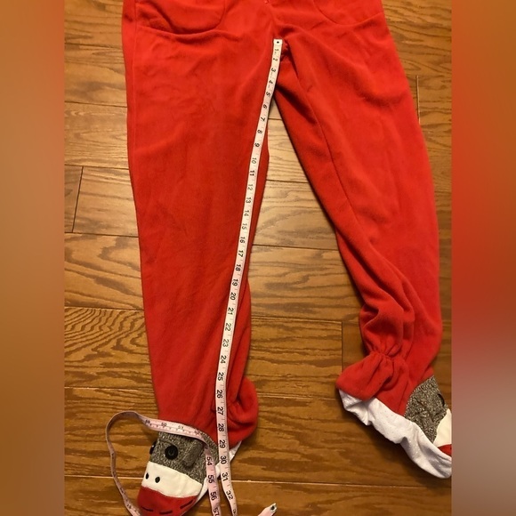 Nick & Nora Red SOCK MONKEY Footed Pajamas One Piece size medium. - Picture 11 of 12